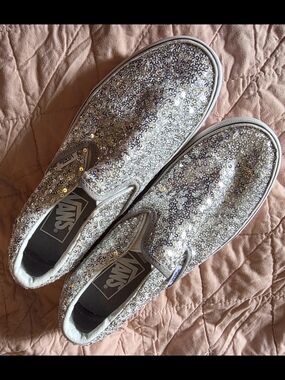 Vans Slip-On Sequin Sneakers - Silver Glitter